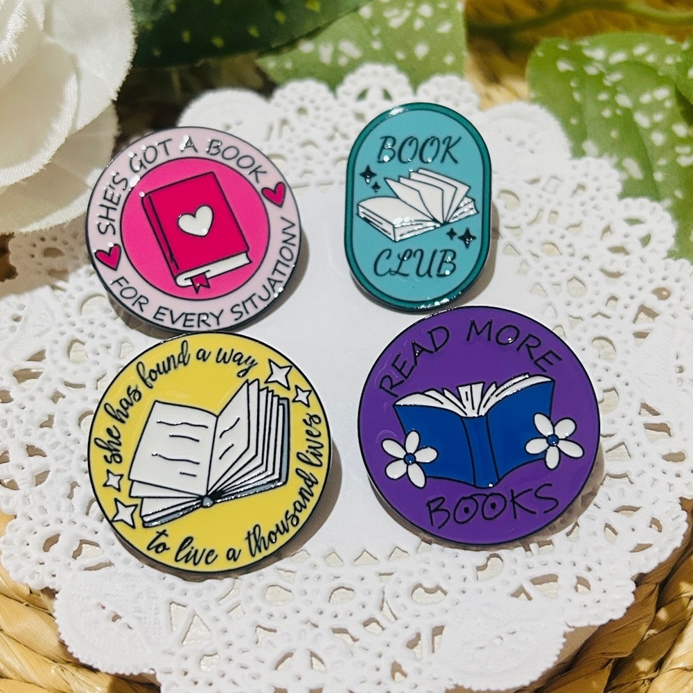 Book Lover Set of 4 Entertaining Pins!